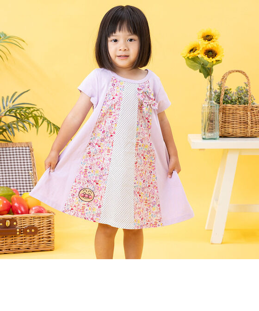 パッチワーク切替ワンピース