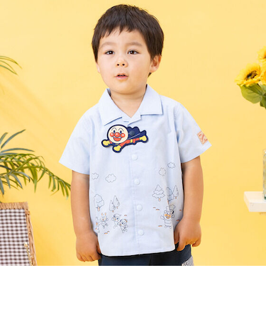 アンパンマンアップリケボタン半袖シャツ