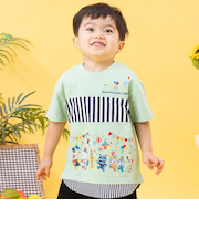 パレード柄切替半袖Tシャツ