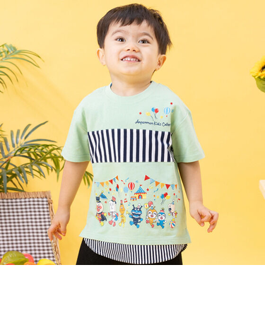 パレード柄切替半袖Tシャツ