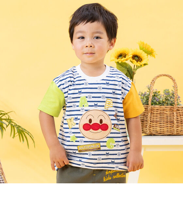 アンパンマンお顔ボーダー半袖Tシャツ