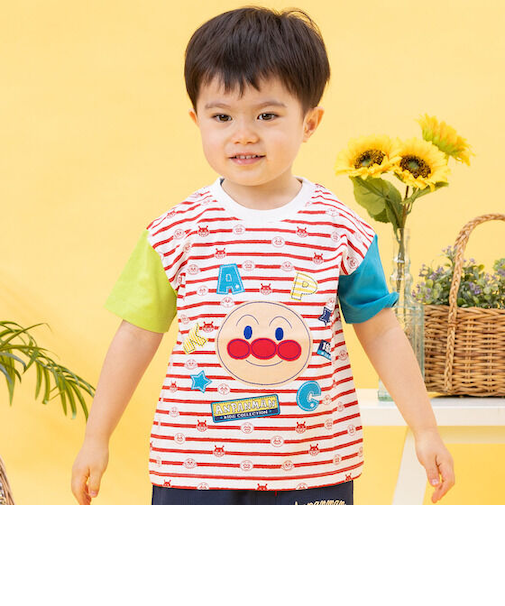 アンパンマンお顔ボーダー半袖Tシャツ
