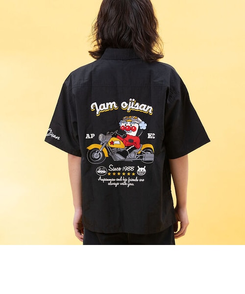 ジャムおじさんバイク刺繍シャツ 大人|アンパンマンキッズ ジャムおじさんバイク刺繍シャツ 大人|アンパンマンキッズ