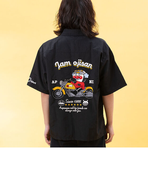 ジャムおじさんバイク刺繍シャツ 大人