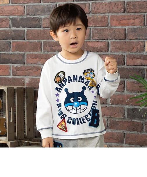 アンパンマンばいきんまんワッペン長袖Tシャツ