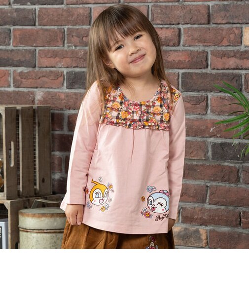 総柄切替アップリケTシャツ