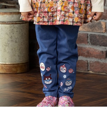 刺繍リボンデニムニットパンツ