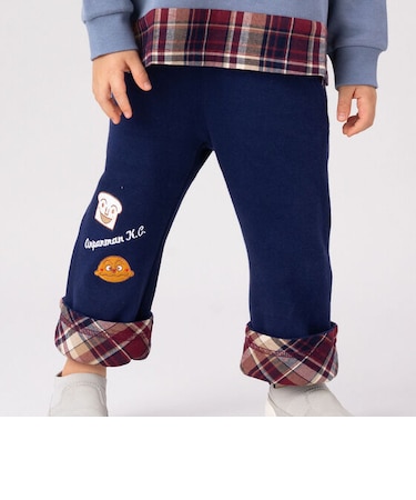 チェック折り返しロングパンツ
