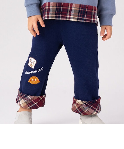 チェック折り返しロングパンツ