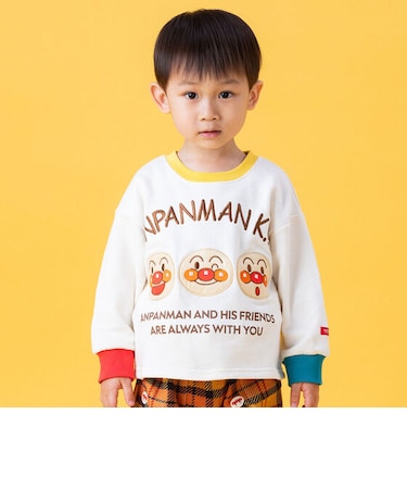 アンパンマン ばいきんまんアップリケ配色トレーナー