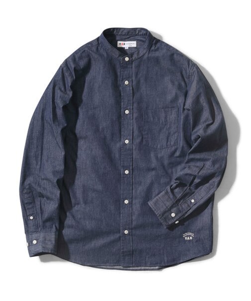 バンドカラーシャツ＜デニムライクツイル＞