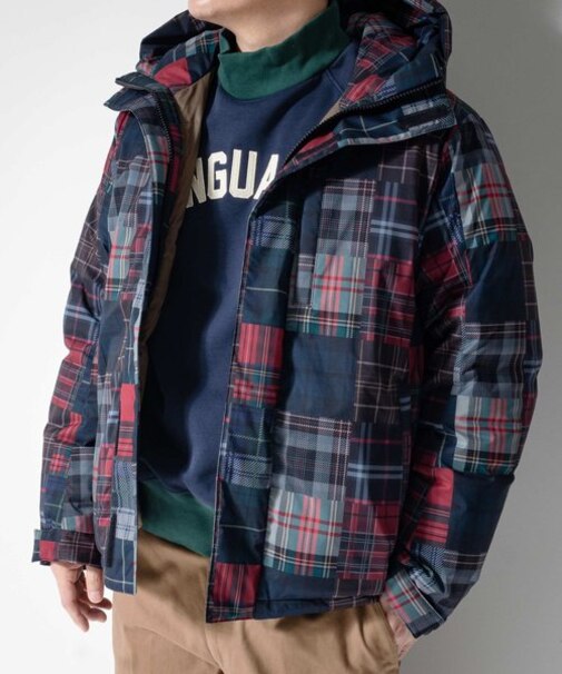 ダウンパーカー＜パッチワークプリント＞