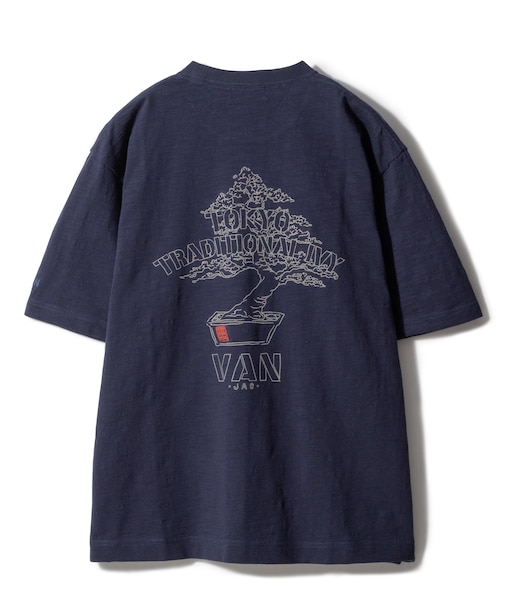 プリント刺繍Tシャツ＜盆栽＞＜スラブ天竺＞