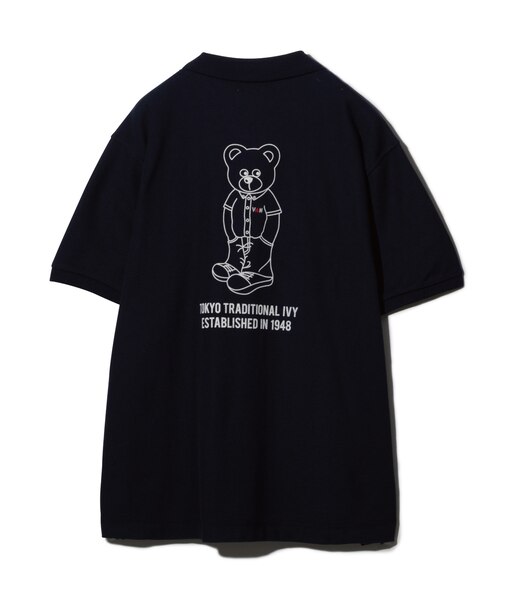 ポロシャツ＜ベアプリント＞＜鹿の子＞