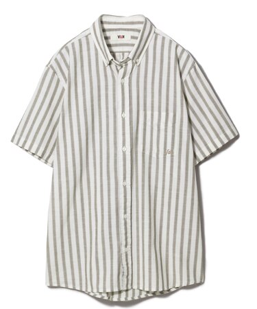 ショートBDシャツ＜パナマ織り＞＜ストライプ＞
