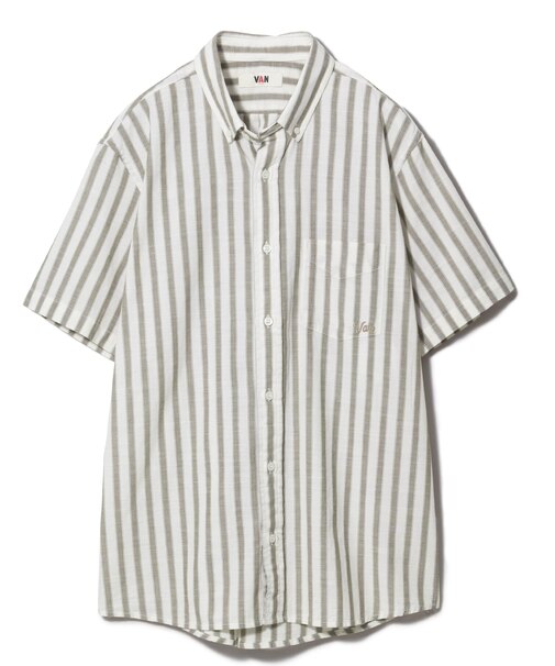 ショートBDシャツ＜パナマ織り＞＜ストライプ＞