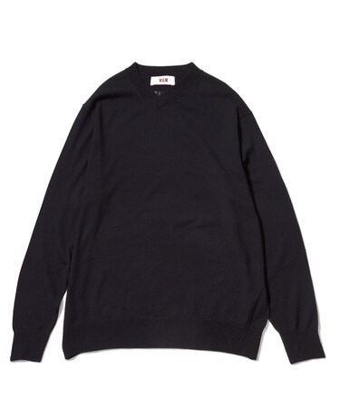 Vネックセーター<エルボーパッチ>