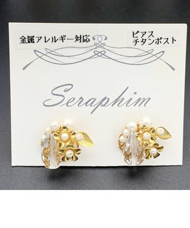 ゴールドフラワービジューピアス