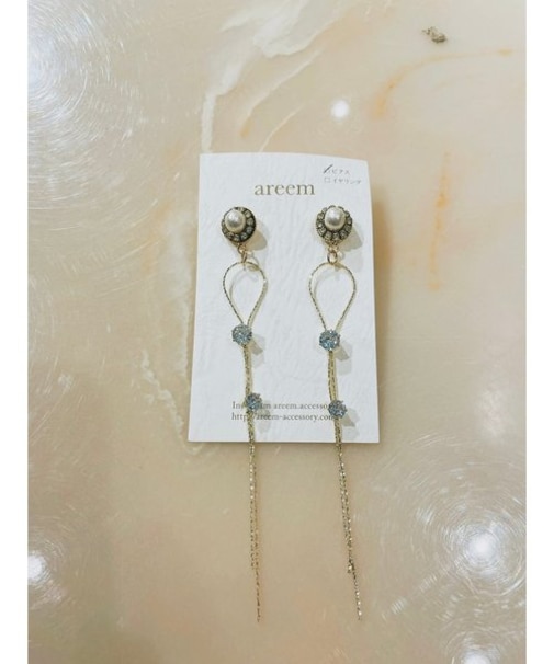 パール2ストーンロングピアス