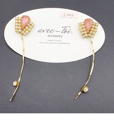 カラーストーン×スワロフスキーピアス