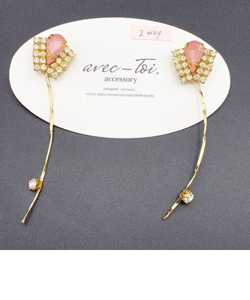 カラーストーン×スワロフスキーピアス