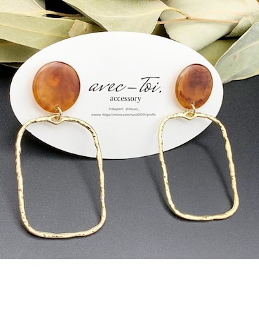 べっ甲&ゴールドプレート×リングピアス