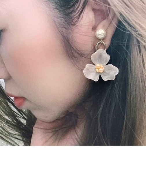 アシメウェーブフラワーイヤリング