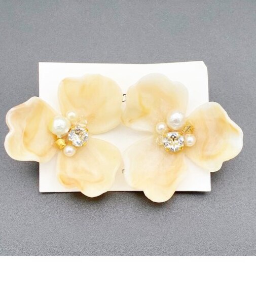 パール×ビジューフラワーピアス