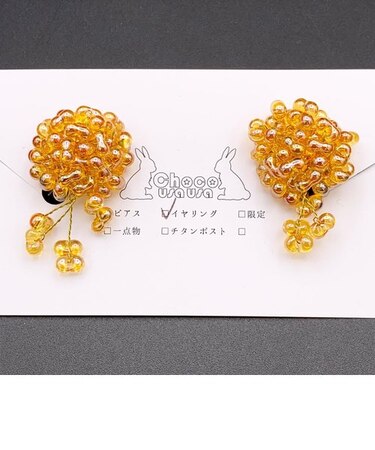 カラービーズワイヤーイヤリング