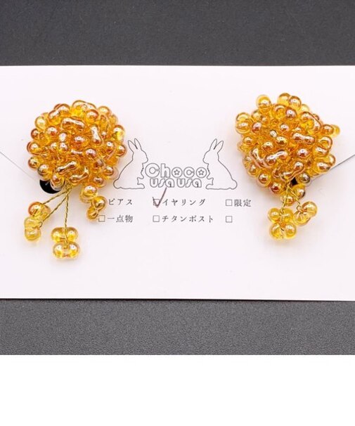 カラービーズワイヤーイヤリング