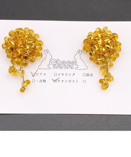 カラービーズワイヤーピアス