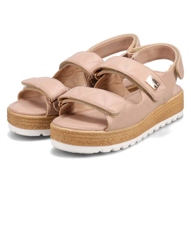 HIROKO KOSHINO FEMME キルティングとジュート風の厚底ソールが大人可愛いサンダル HRL6000