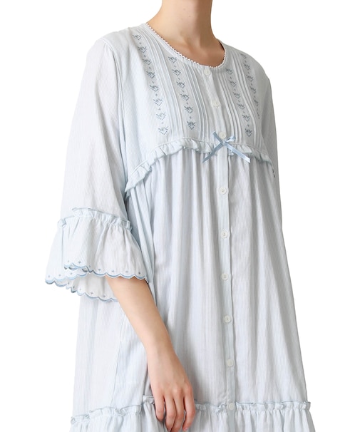 50/ダブルガーゼクラシカルローズ刺繍ドレス