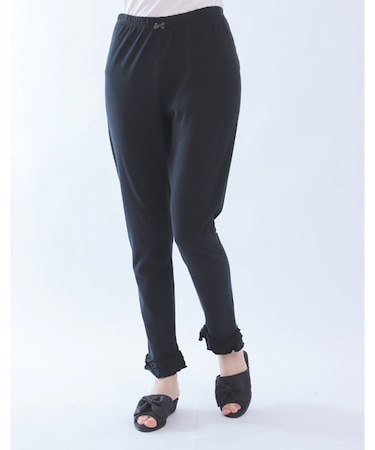 おやすみレギンス ルームウェア 綿100% お肌に優しい やわらか らくちん フリル 大人可愛い 冷え対策 冷え性 冷房対策