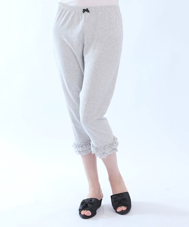 おやすみレギンス７分丈 ルームウェア 綿100％ お肌に優しい やわらか フリル 大人可愛い 冷え対策 らくちん