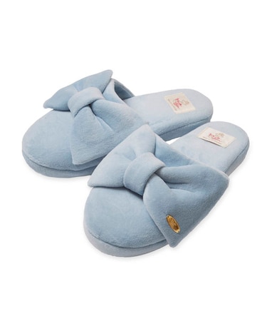 コットン　ベロアリボンスリッパ　綿混　大人可愛い　手洗い可能