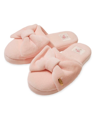 コットン　ベロアリボンスリッパ　綿混　大人可愛い　手洗い可能