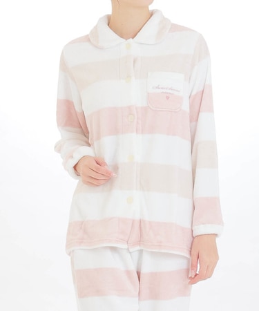 スノーパウダーカラフルボーダーシャツパジャマ