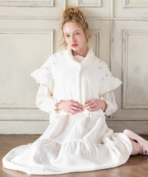 ソフティースノーリボンリボンケープ 軽やか もこもこ ふわもこ