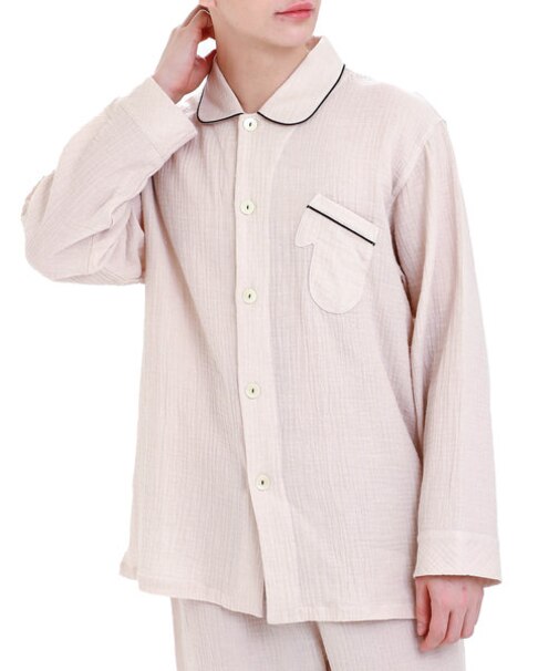 シュークリームガーゼ（R）チェックメンズパジャマ　ルームウェア　綿100％　お肌に優しい　やわらか　着心地がいい