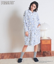 PEANUTS TMシャイニースノーワンピース ルームウェア ネグリジェ 部屋着 あったか もこもこ スヌーピー タンブラー乾燥可能