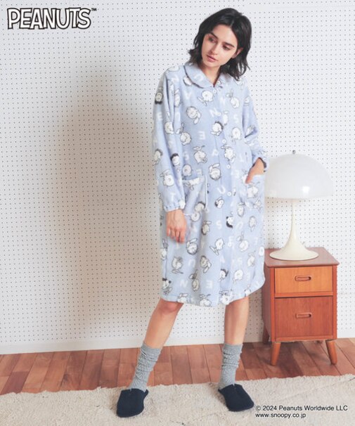 PEANUTS TMシャイニースノーワンピース ルームウェア ネグリジェ 部屋着 あったか もこもこ スヌーピー タンブラー乾燥可能