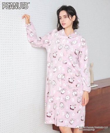 PEANUTS TMシャイニースノーワンピース ルームウェア ネグリジェ 部屋着 あったか もこもこ スヌーピー タンブラー乾燥可能