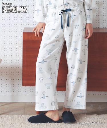 PEANUTS TMエアーニットパンツ ルームウェア パジャマ 部屋着 ボトム 肌側綿100％ 着心地がいい スヌーピー チャーリー・ブラウン おしゃれ