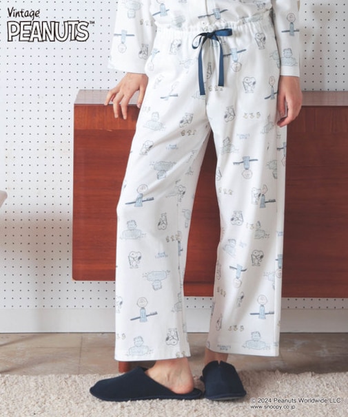 PEANUTS TMエアーニットパンツ ルームウェア パジャマ 部屋着 ボトム 肌側綿100％ 着心地がいい スヌーピー チャーリー・ブラウン おしゃれ