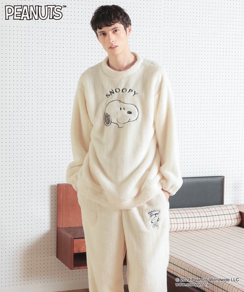 PEANUTS TMストレッチボアメンズセットアップ ルームウェア パジャマ