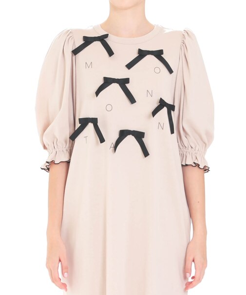 シルケット天竺ルームリボンワンピース ネグリジェ　ルームウェア　大人可愛い　綿100％　お肌に優しい おしゃれ