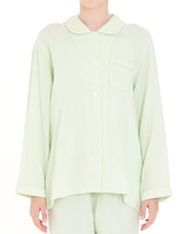 シュークリームガーゼ(R)シャツパジャマ　上下セット　ルームウェア　綿100％　やわらか　ふっくら　肌に優しい　着心地がいい　季節の変わり目　シンプル　大人可愛い　上品