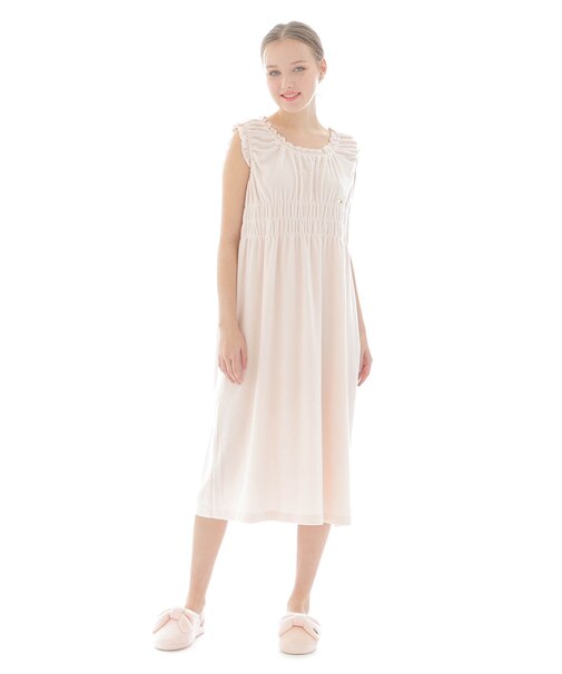 ハイクオリティーパイルノースリーブワンピース ネグリジェ ルームウェア 部屋着 お風呂上がりに らくちん 軽やか やわらか 綿混 お肌に優しい 大人可愛い