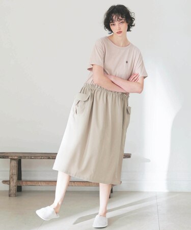 シルケット天竺ドッキングルームワンピ ネグリジェ ワンピース ルームウェア 部屋着 ワンマイルウェア 綿100％ お肌に優しい らくちん 無地 大人可愛い おしゃれ 綺麗見え